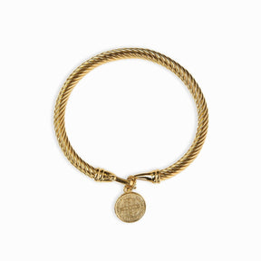 Bracelete Pingente São Bento Banhado em Ouro 18K